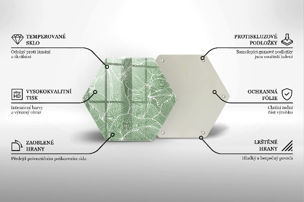 Chopping board glass Linear leaves