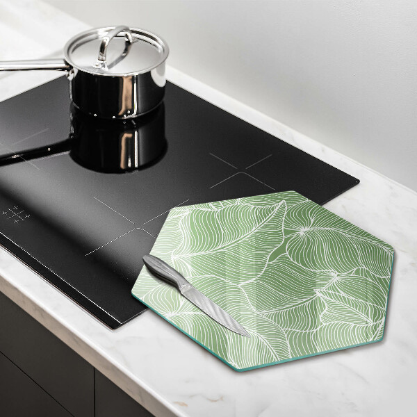 Chopping board glass Linear leaves