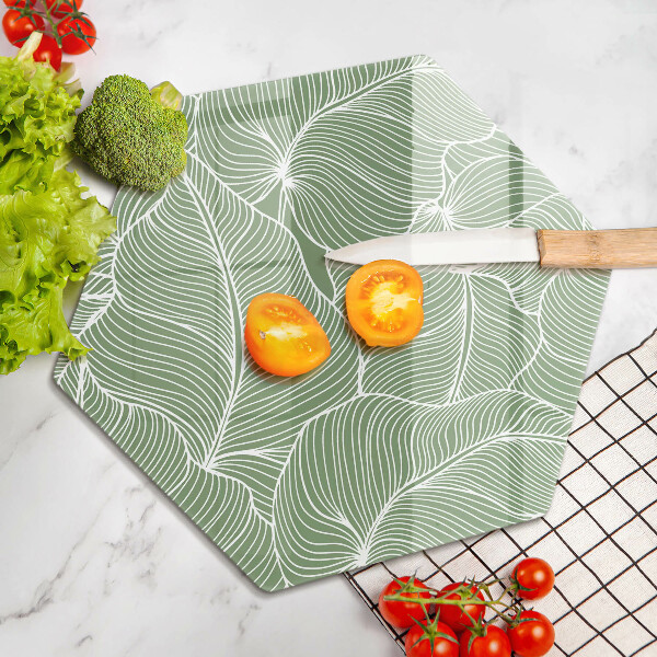 Chopping board glass Linear leaves