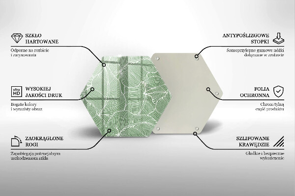 Chopping board glass Linear leaves