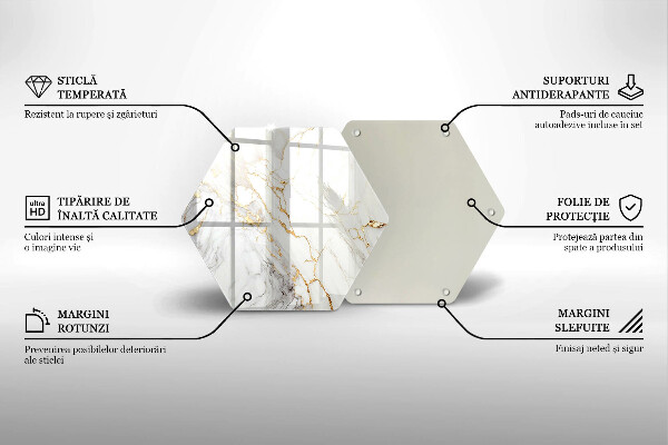 Chopping board glass Light marble with gold