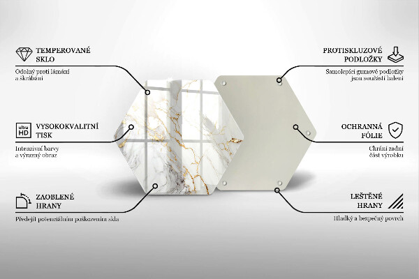 Chopping board glass Light marble with gold