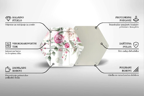 Chopping board glass Watercolor roses