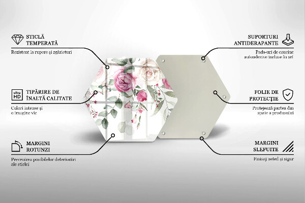 Chopping board glass Watercolor roses