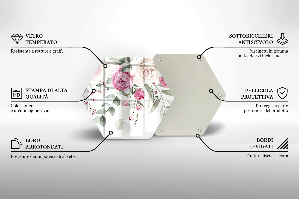 Chopping board glass Watercolor roses