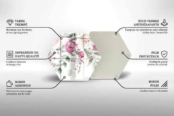 Chopping board glass Watercolor roses