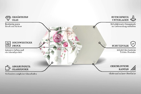 Chopping board glass Watercolor roses