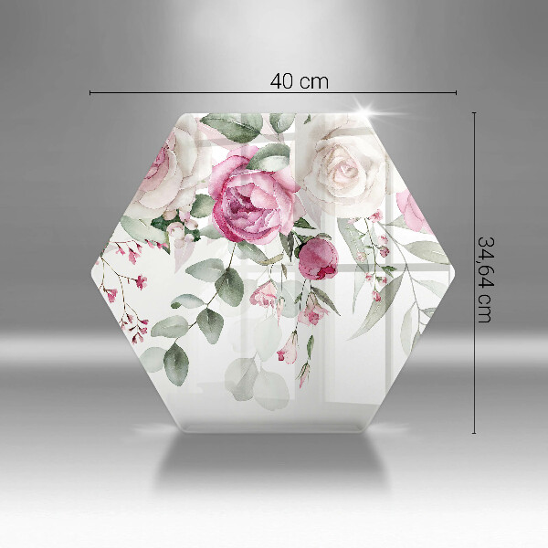 Chopping board glass Watercolor roses