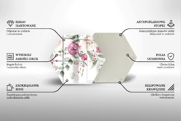 Chopping board glass Watercolor roses