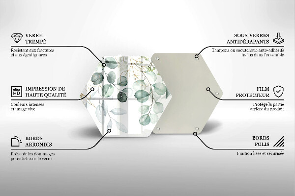Chopping board glass Painted plants