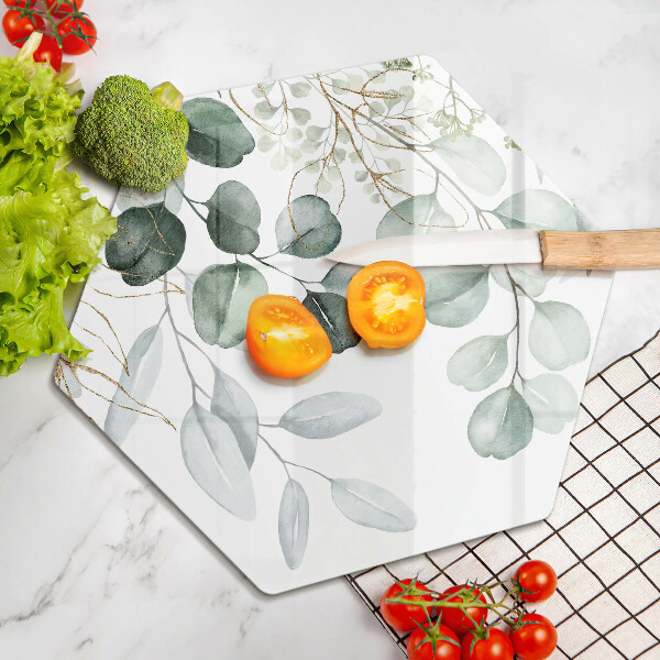 Chopping board glass Painted plants
