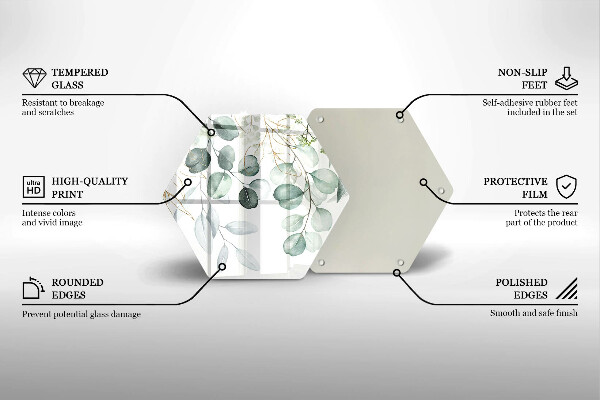 Chopping board glass Painted plants