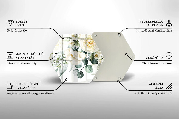 Chopping board glass Watercolor flowers