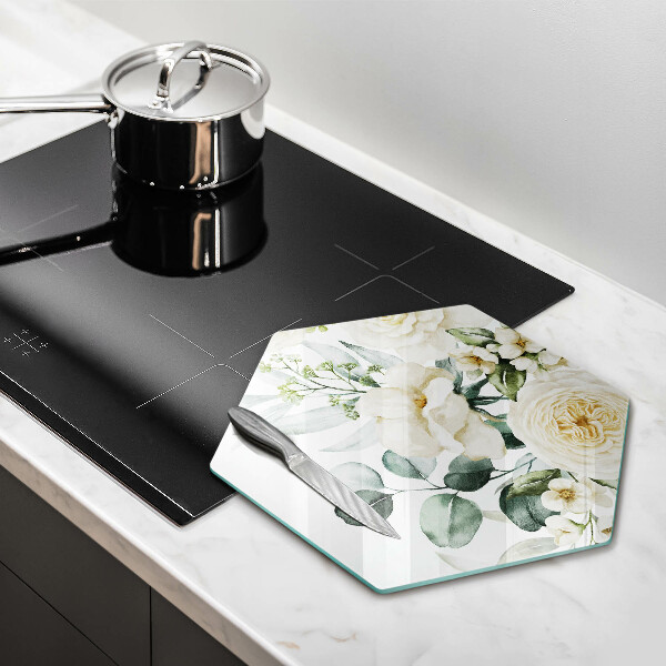 Chopping board glass Watercolor flowers