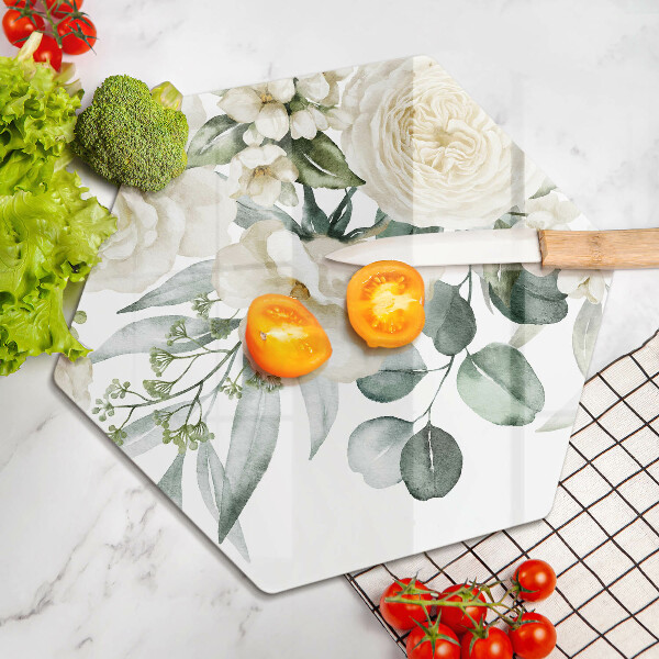 Chopping board glass Watercolor flowers