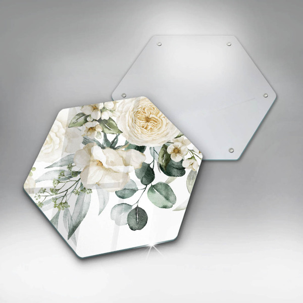 Chopping board glass Watercolor flowers
