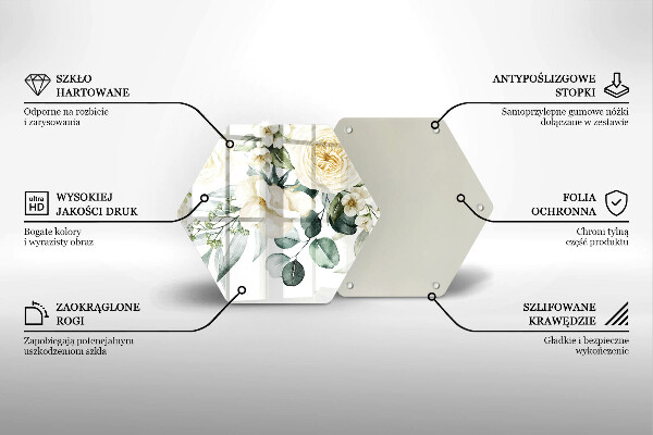 Chopping board glass Watercolor flowers