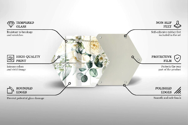 Chopping board glass Watercolor flowers