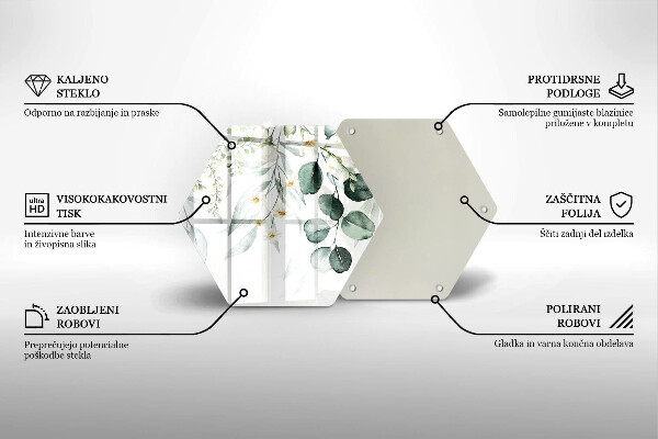 Chopping board glass Watercolor plants