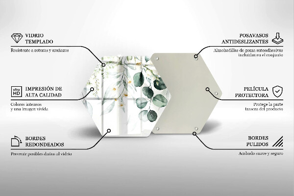 Chopping board glass Watercolor plants