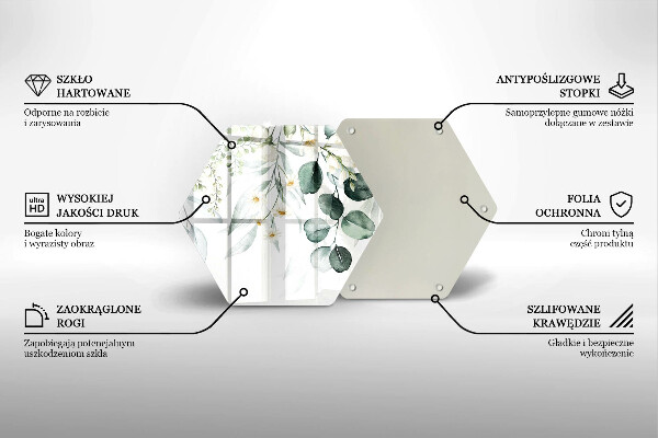 Chopping board glass Watercolor plants