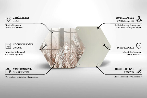 Chopping board glass Boho leaf vegetation