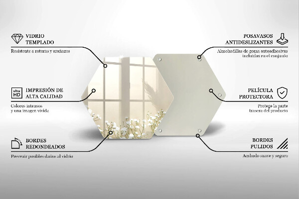 Chopping board glass Boho flowers