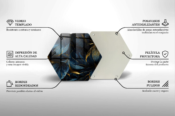 Chopping board glass Decorative leaves with gold