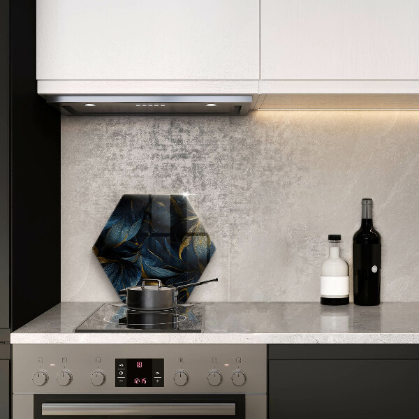 Chopping board glass Decorative leaves with gold