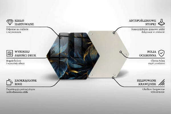 Chopping board glass Decorative leaves with gold