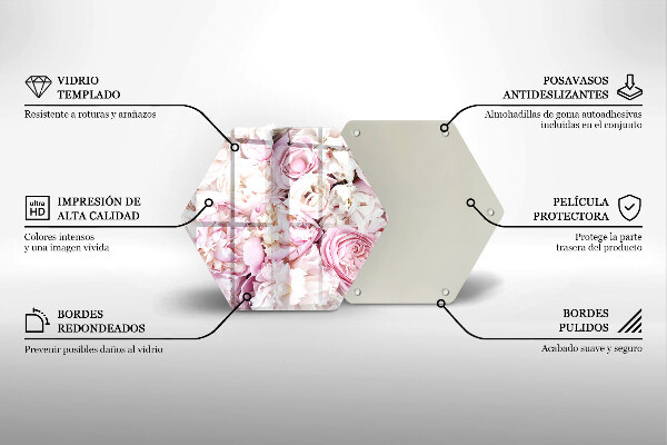 Chopping board glass Peony bouquet