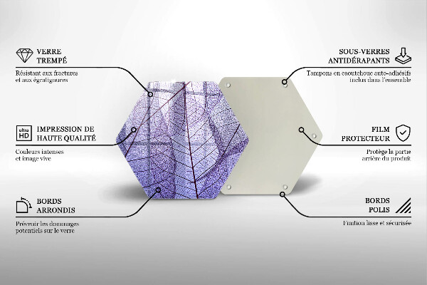Chopping board glass Leaves with veins