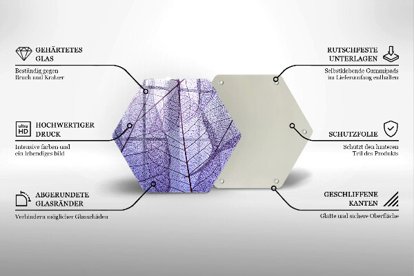 Chopping board glass Leaves with veins