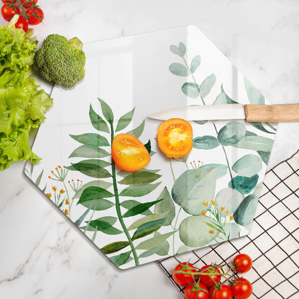 Chopping board glass Plant leaves illustration