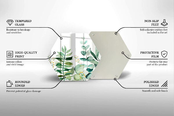 Chopping board glass Plant leaves illustration