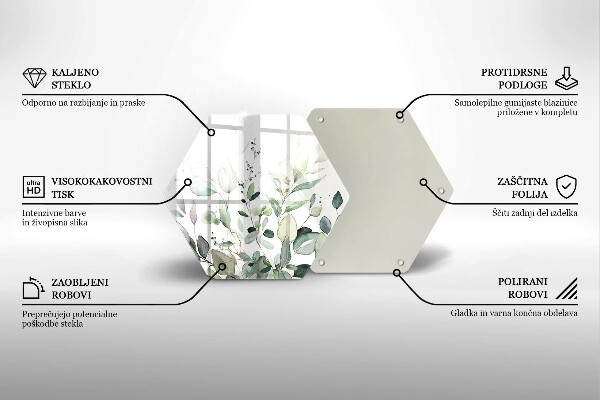 Chopping board glass Watercolor plants