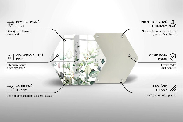 Chopping board glass Watercolor plants