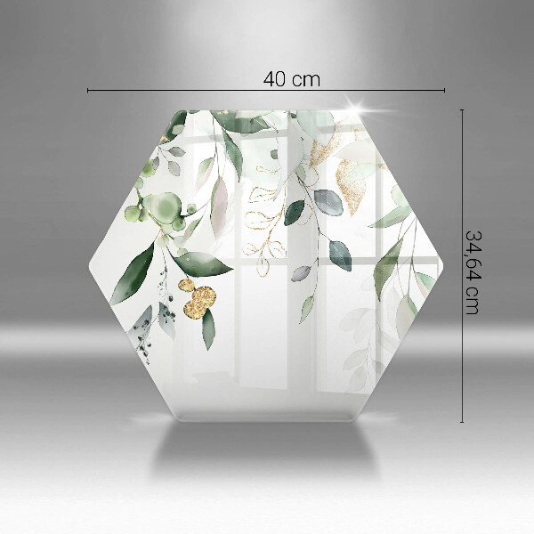 Chopping board glass Watercolor leaves