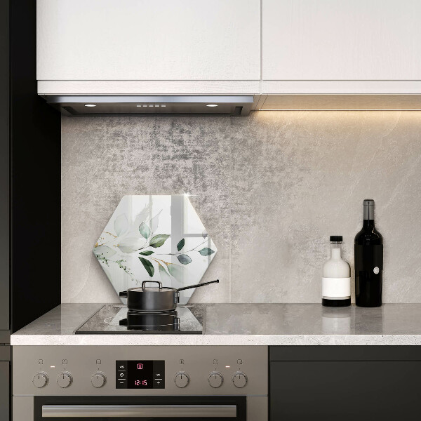 Chopping board glass Watercolor leaves