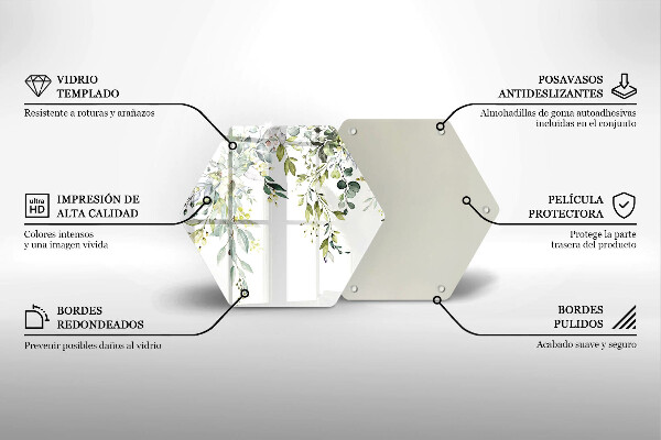 Chopping board glass Decorative leaves and flowers