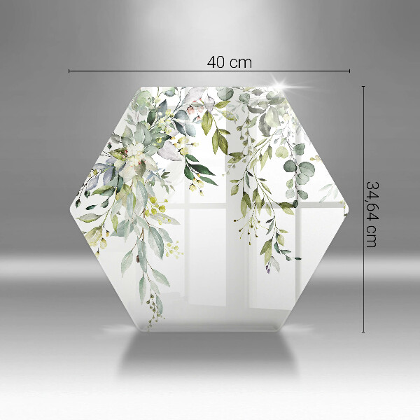 Chopping board glass Decorative leaves and flowers