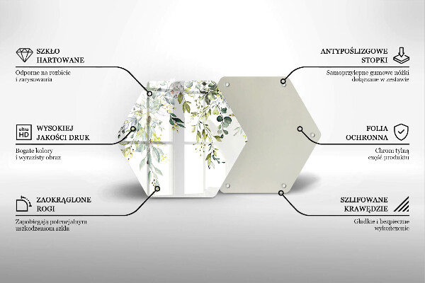 Chopping board glass Decorative leaves and flowers