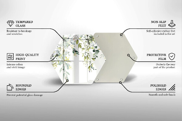 Chopping board glass Decorative leaves and flowers