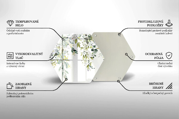 Chopping board glass Decorative leaves and flowers