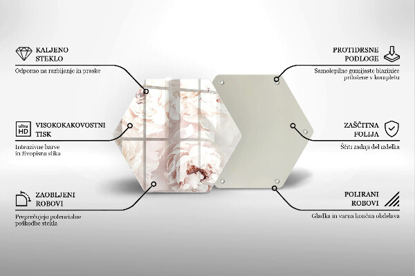 Chopping board glass Pastel peonies