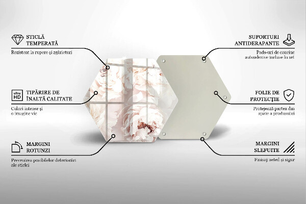 Chopping board glass Pastel peonies