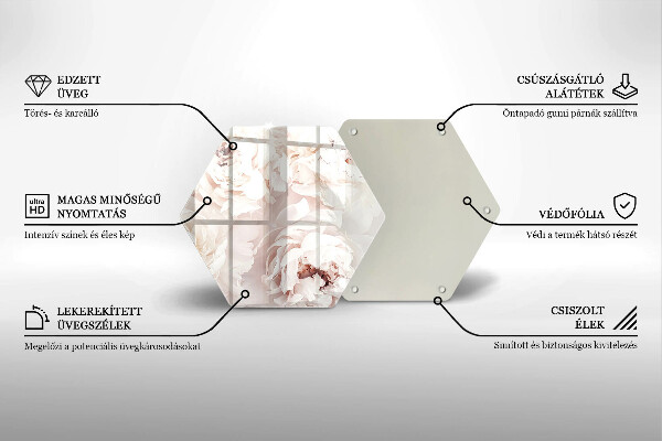 Chopping board glass Pastel peonies