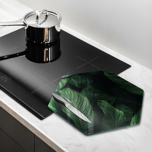 Chopping board glass Dark leaves