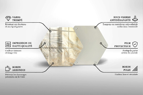 Chopping board glass Palm sand and leaves