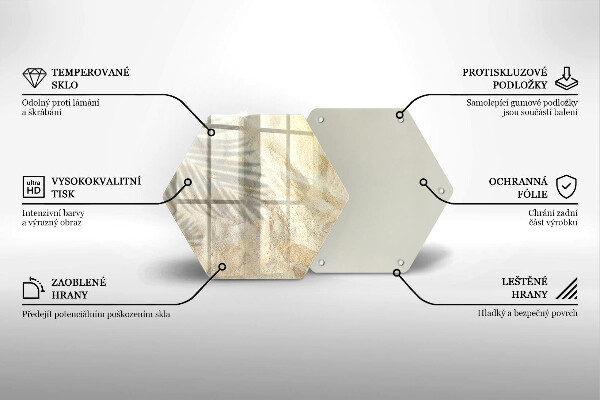 Chopping board glass Palm sand and leaves